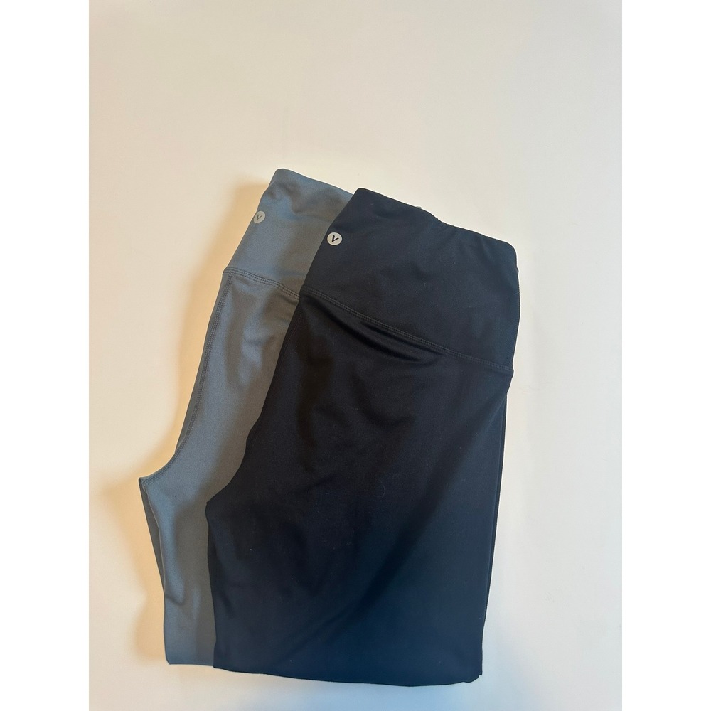 Set of‎ Womens Velocity Leggings Charcoal Gray & Black Cropped Athletic Medium